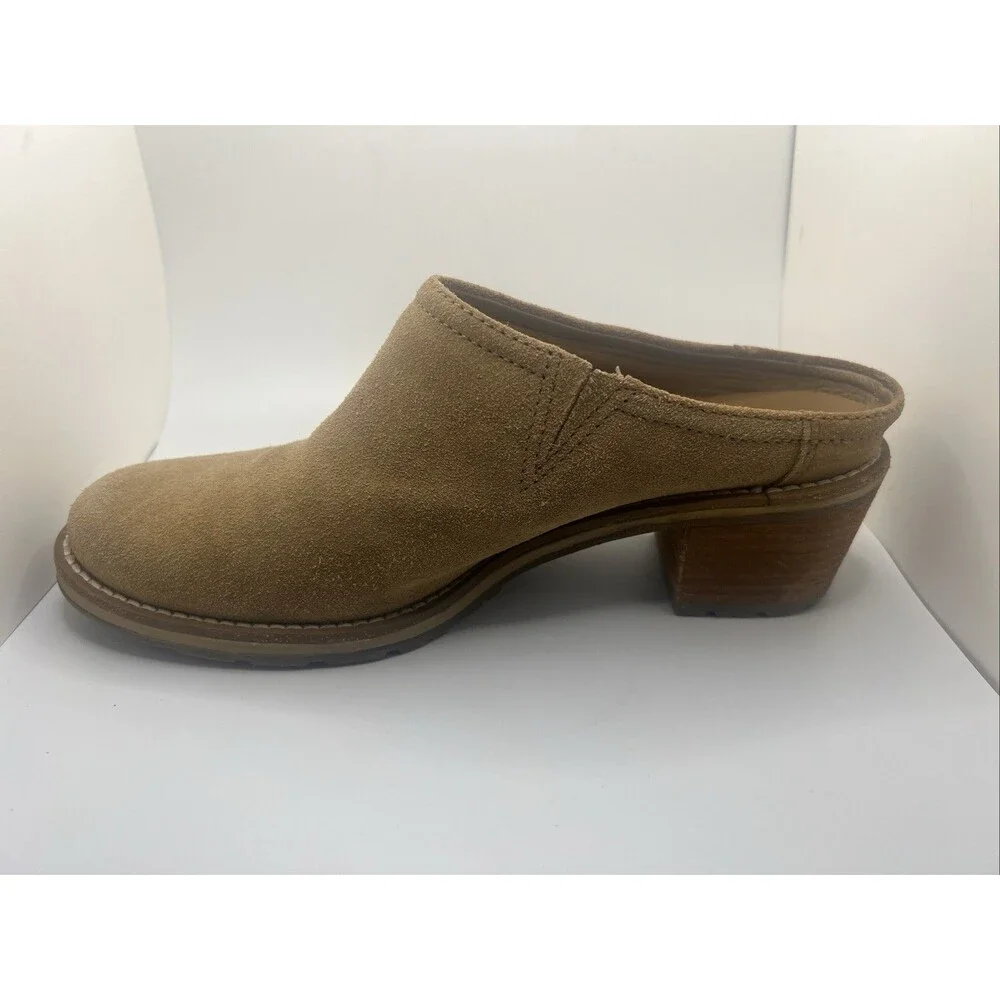 L.L. Bean Deerfield Tan Suede Mule Slip-On Shoes Women's Size 7.5